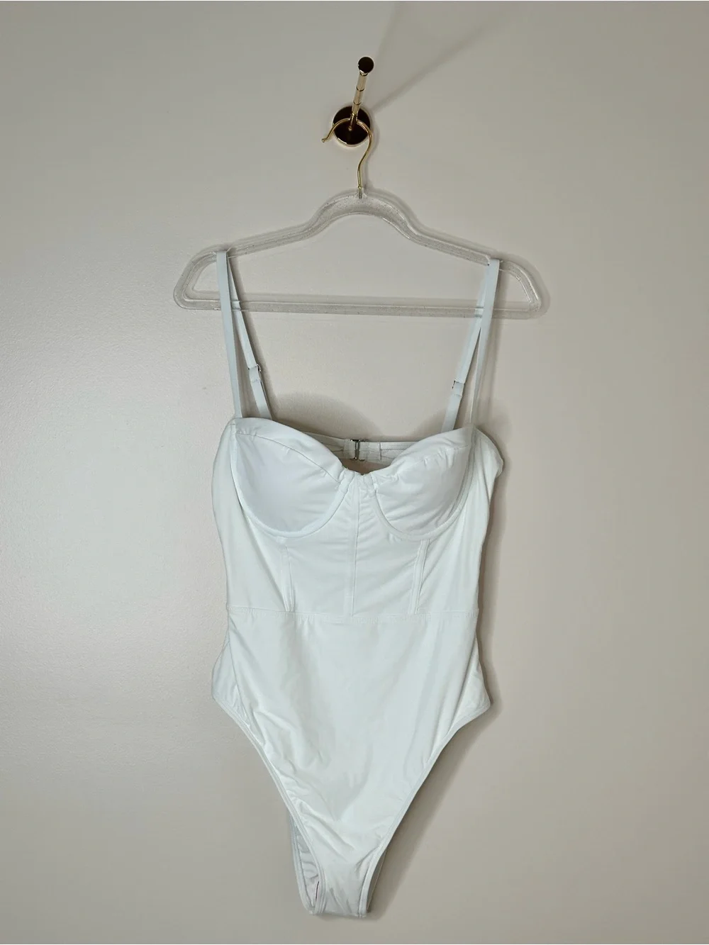 Lulus White Underwire Corset One Piece Swimsuit Size L